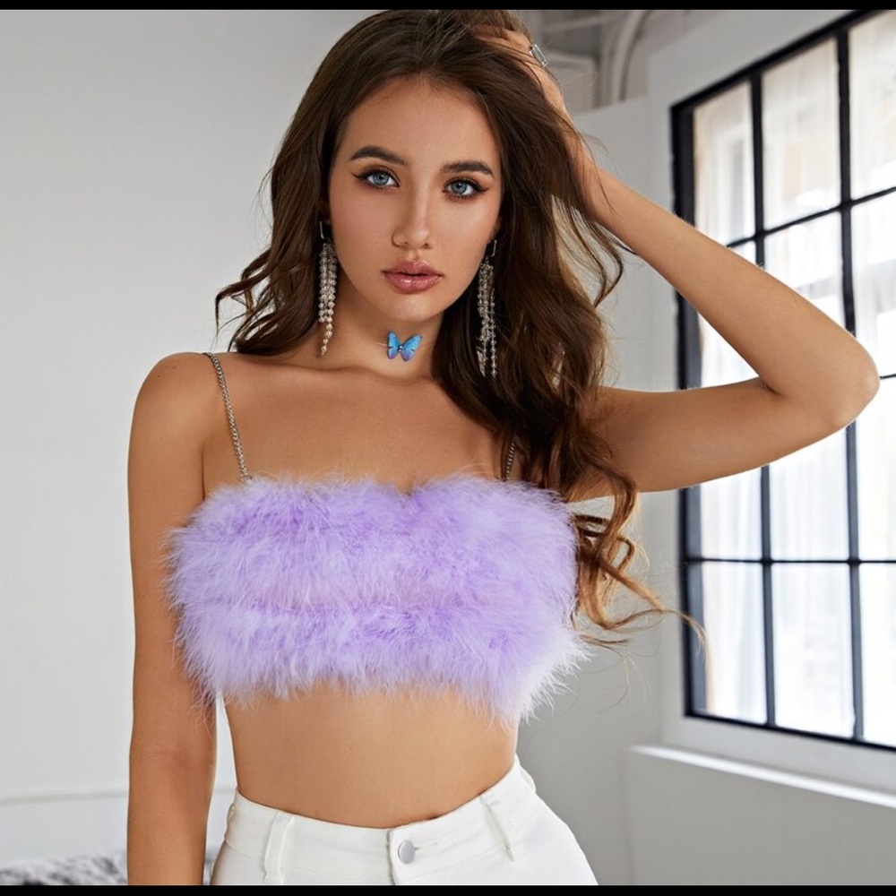 SHEIN fuzzy purple crop top